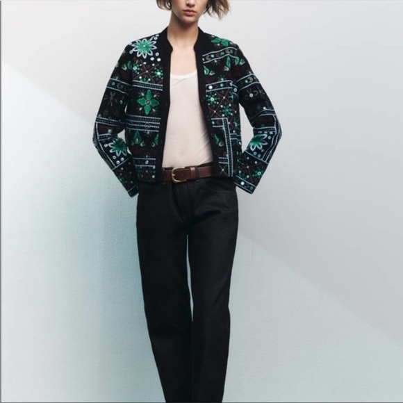 Zara Sweaters - ZARA EMBROIDERED BLOUSE CARDIGAN